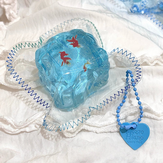 Transparent Blue Goldfish Ice Cube Taba Squishy Toy
