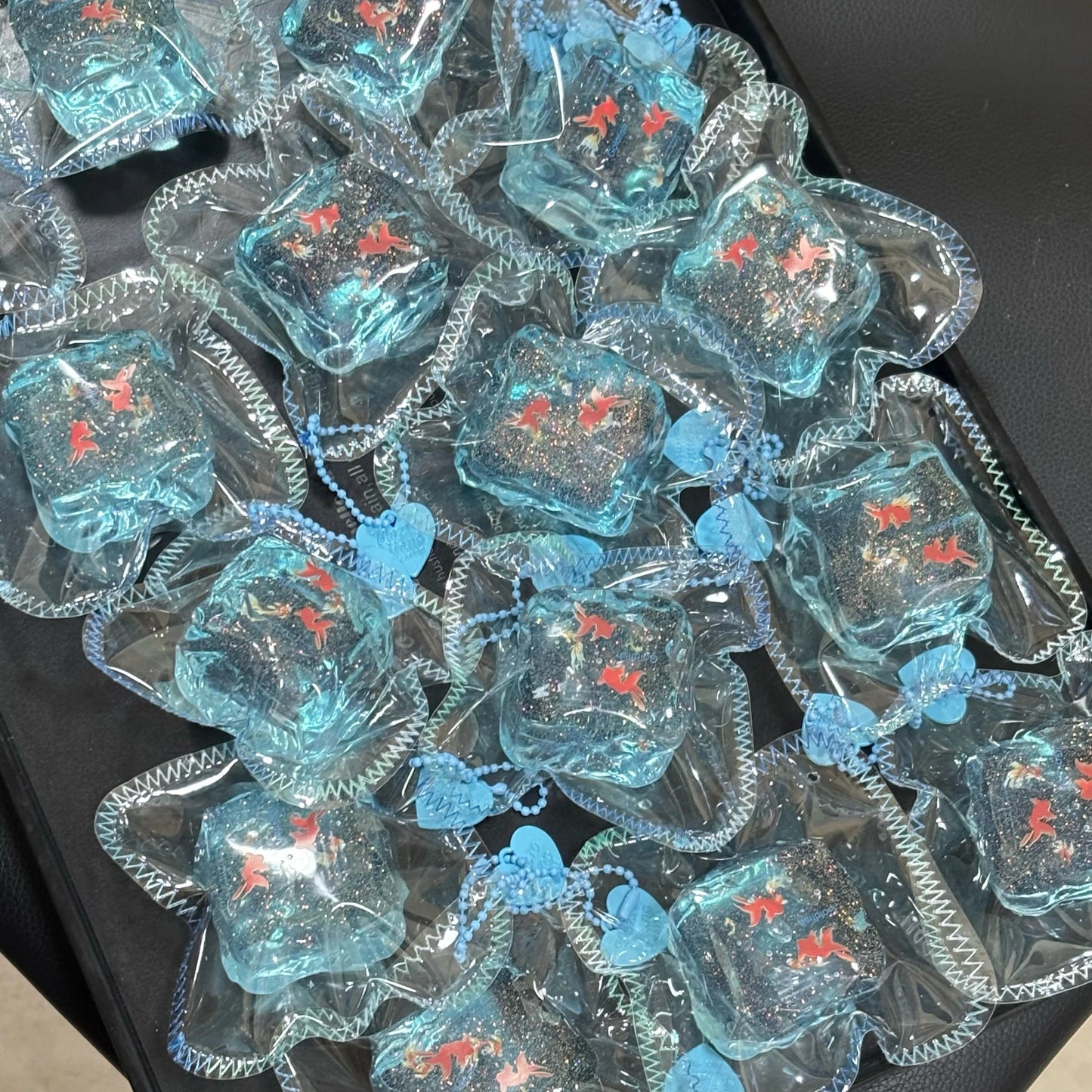 Transparent Blue Goldfish Ice Cube Taba Squishy Toy