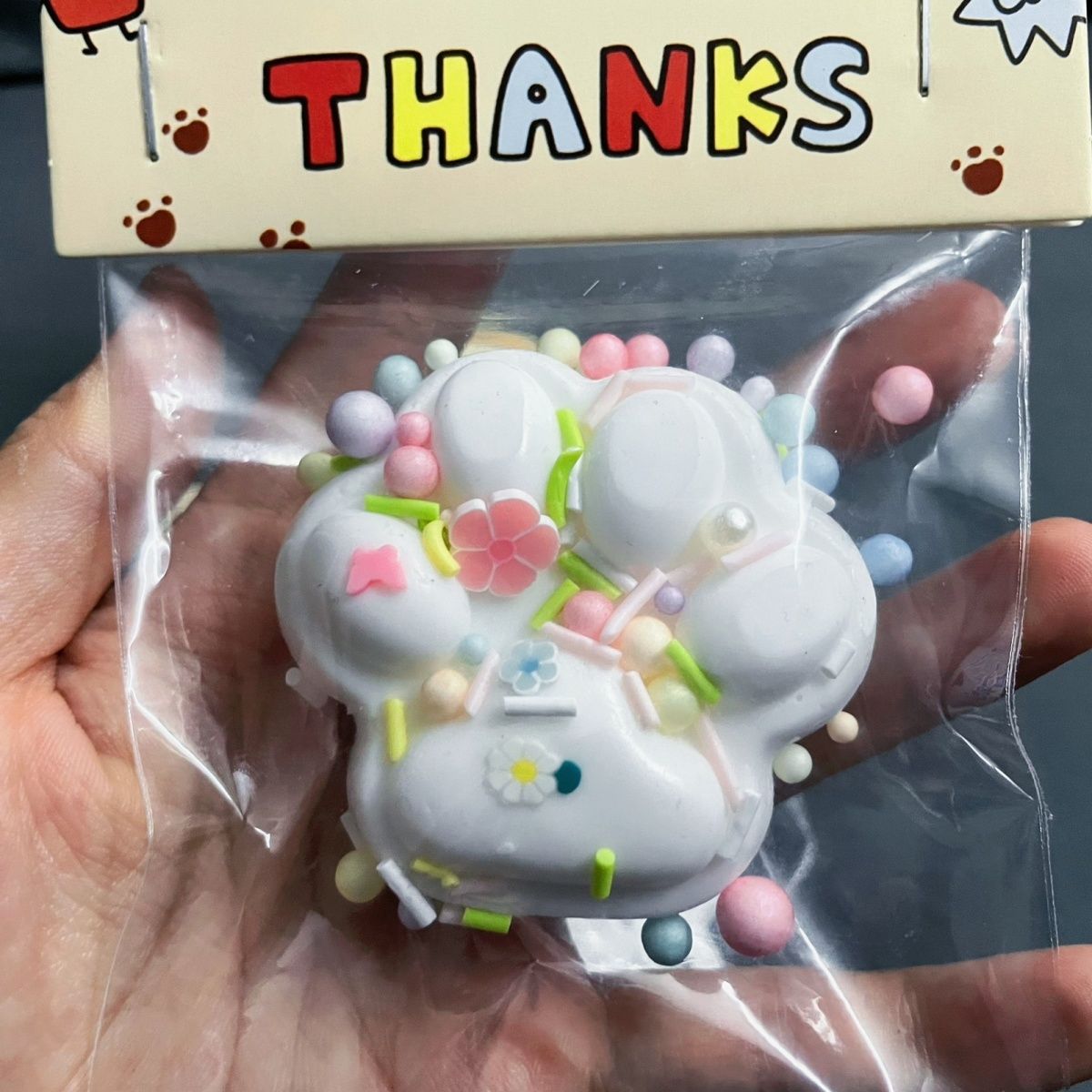 White Handmade Silicone Cat's Paw Stress Relief Taba Squishy Toy