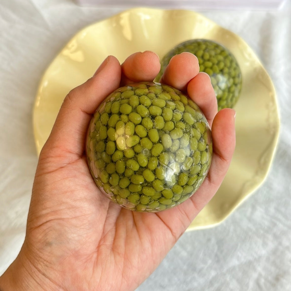 5.8cm Green Bean Red Bean Handmade Stress Balls
