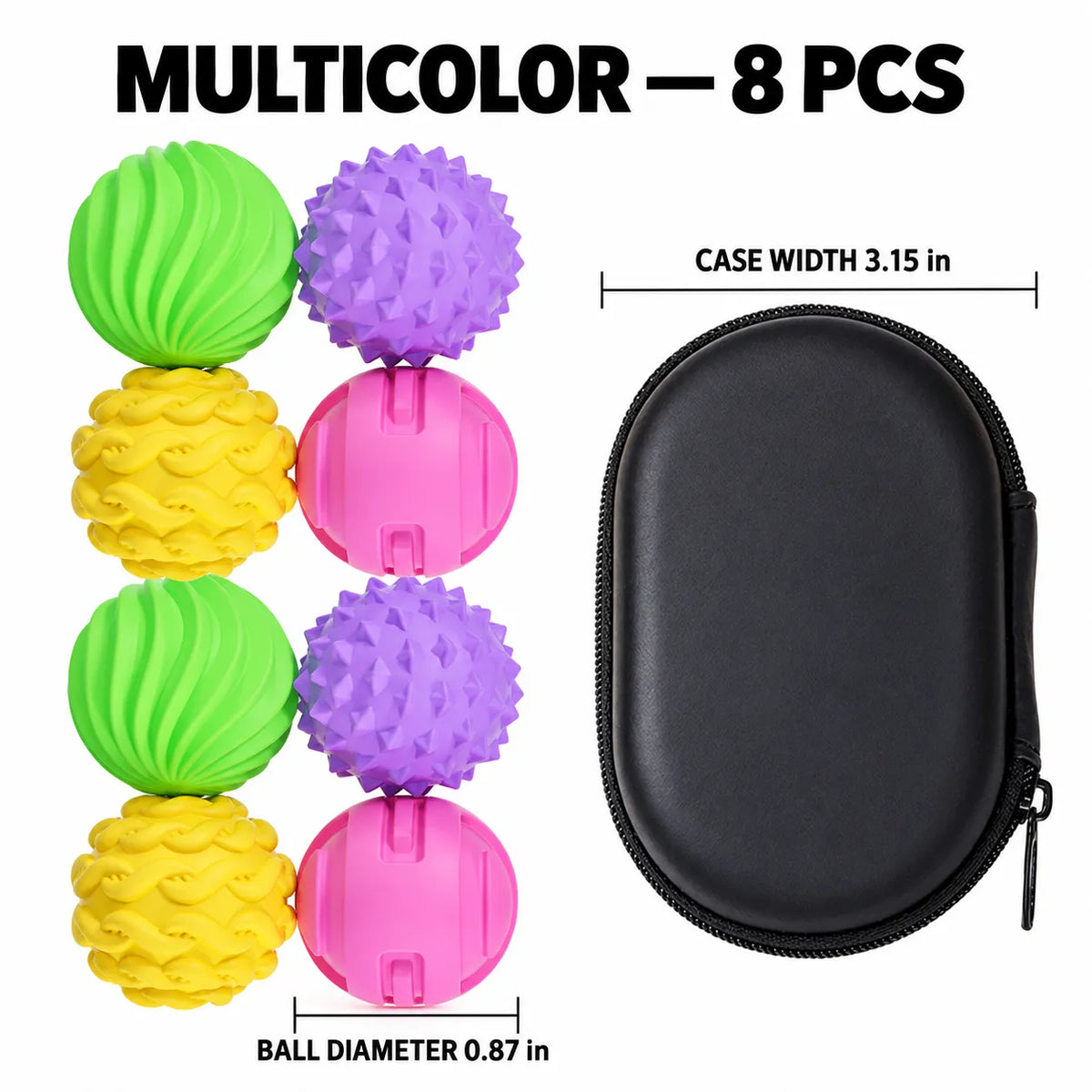 Magnetic Sensory Balls – Textured Silicone Fidget Set with Carrying Case