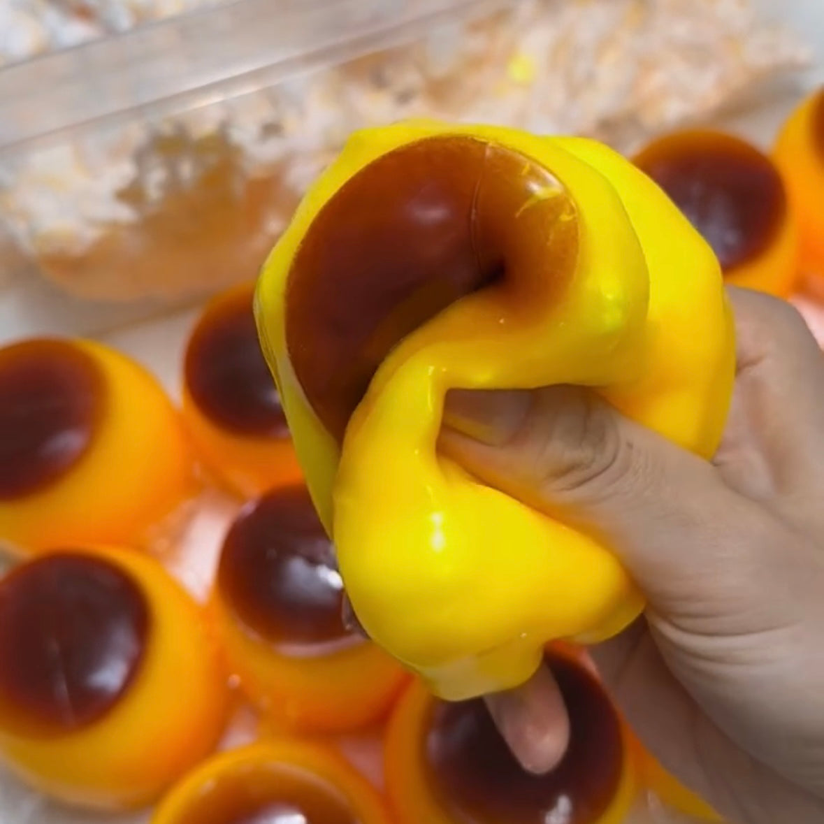 Crunchy Egg Pudding Stress Ball Squishy Bead & Clay Base Stress Relief Decompression Toy