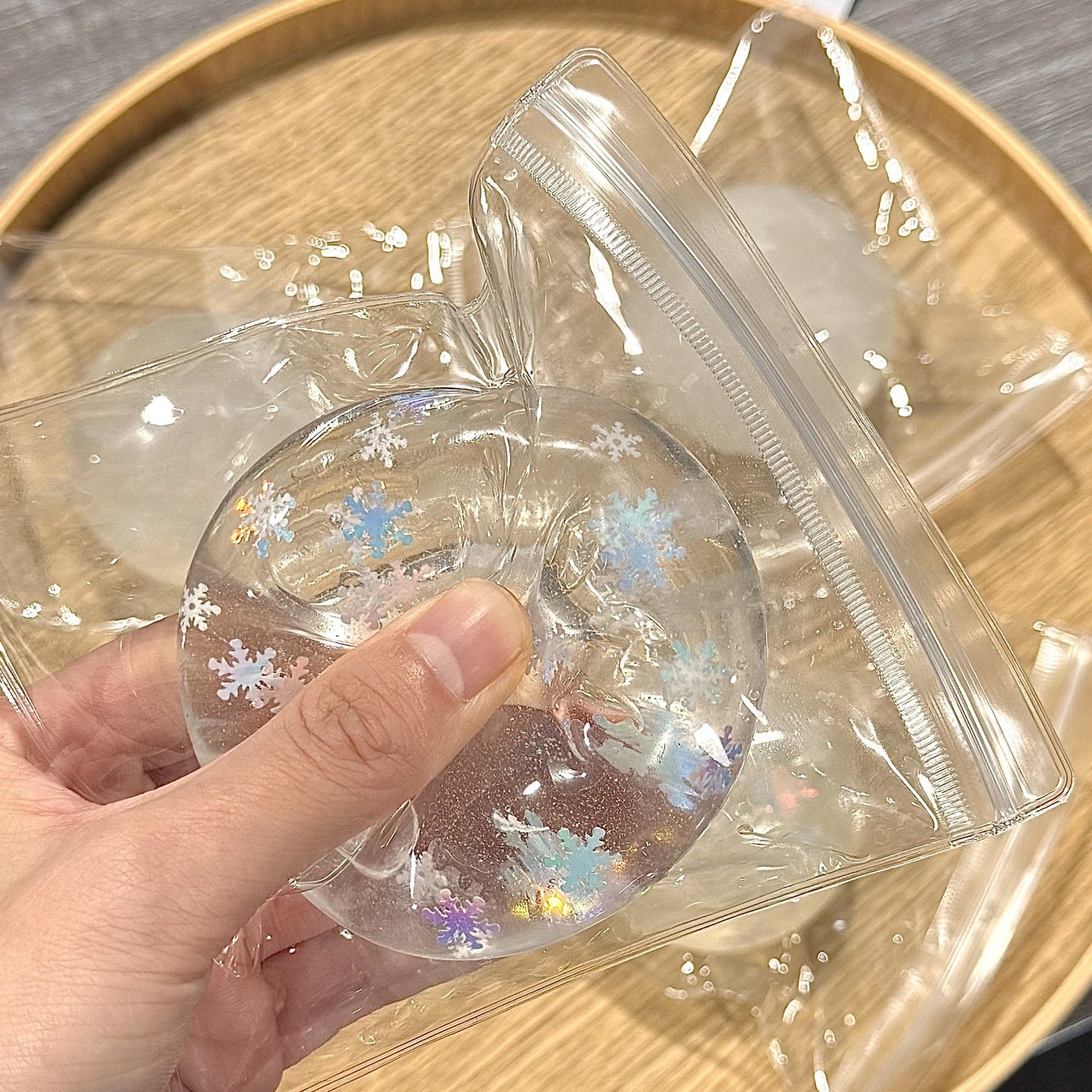 Snowflake Stress Ball Jelly Ball Squishy Stress Relief Decompression Toy