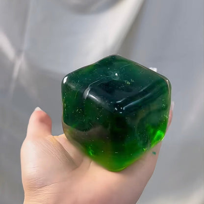 Dark Green Ice Cube Vasline Base Handmade Stress Ball