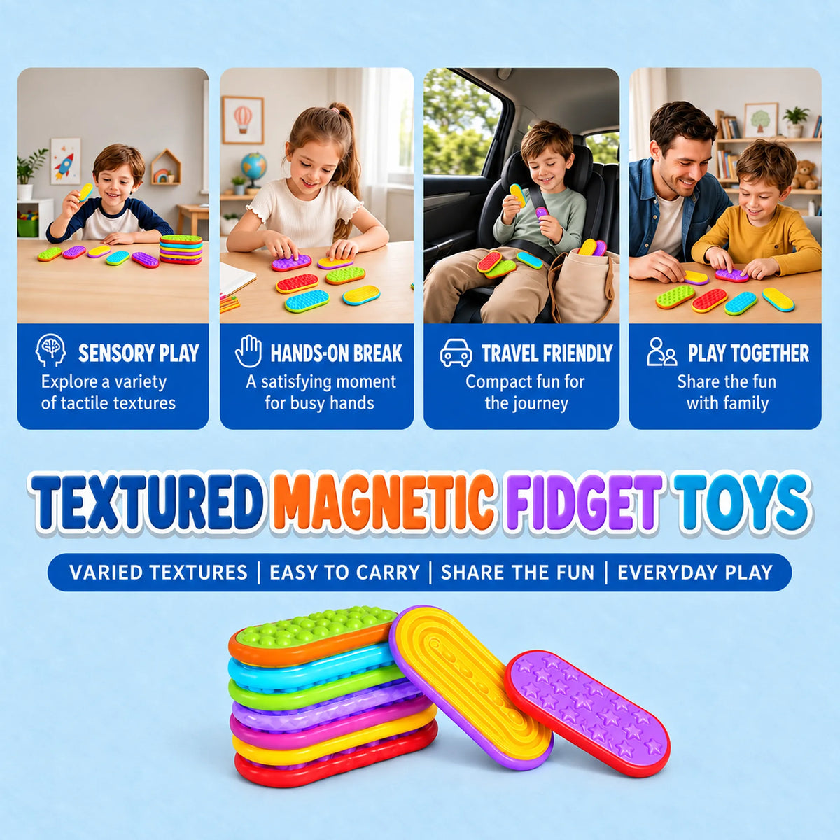 Magnetic Fidget Sliders – Textured Sensory Toy