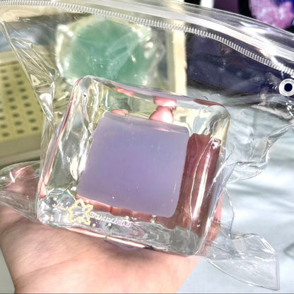 250g Handmade Transparent Ice Cube Taba Squishy Toy (Flowing Liquid in The Middle)(Liquid Squishy)