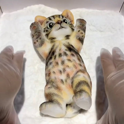 600g/1000g Leopard Print Kitty Cats Taba Squishy Toy with Flocking