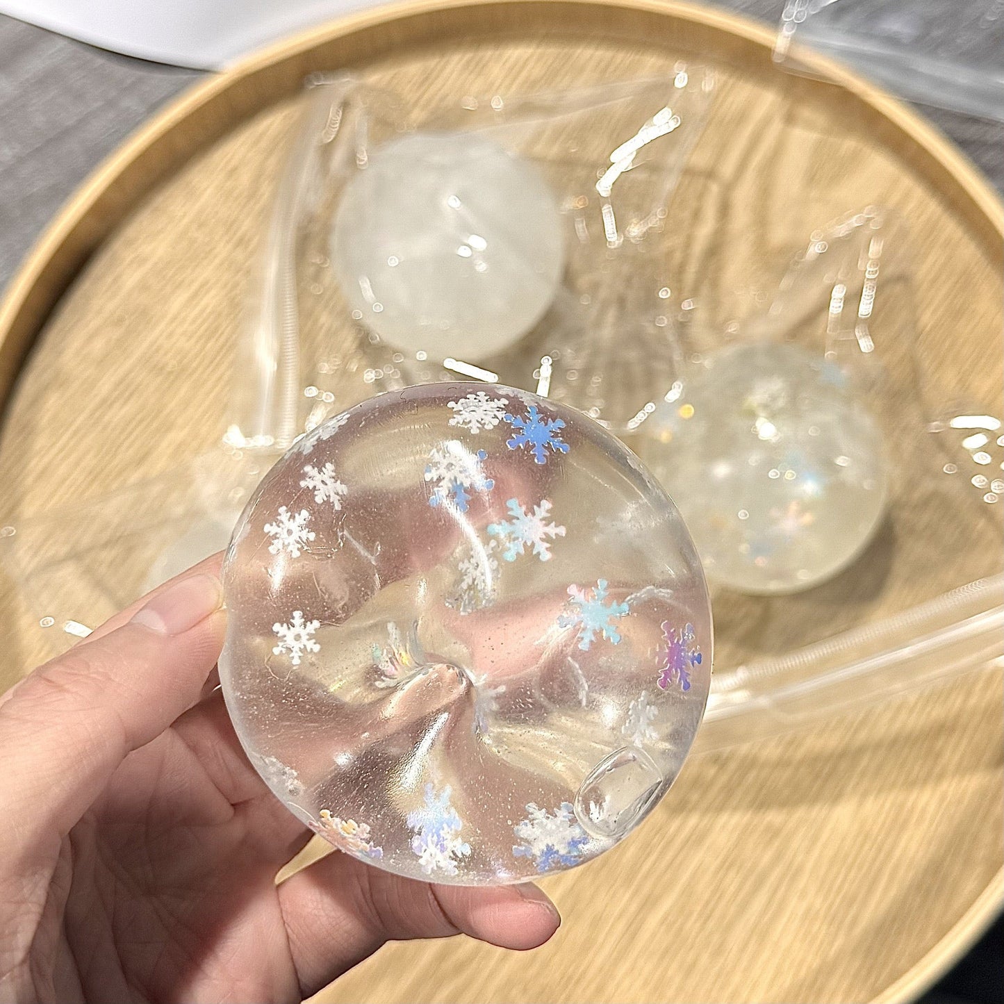 Snowflake Stress Ball Jelly Ball Squishy Stress Relief Decompression Toy