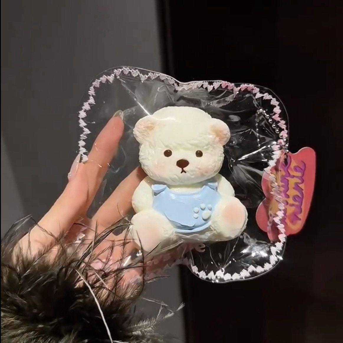 Handmade Blue / Purple / Pink Bear Taba Squishy Toy
