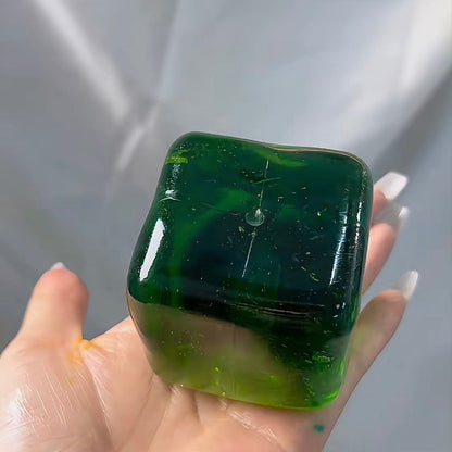 Dark Green Ice Cube Vasline Base Handmade Stress Ball