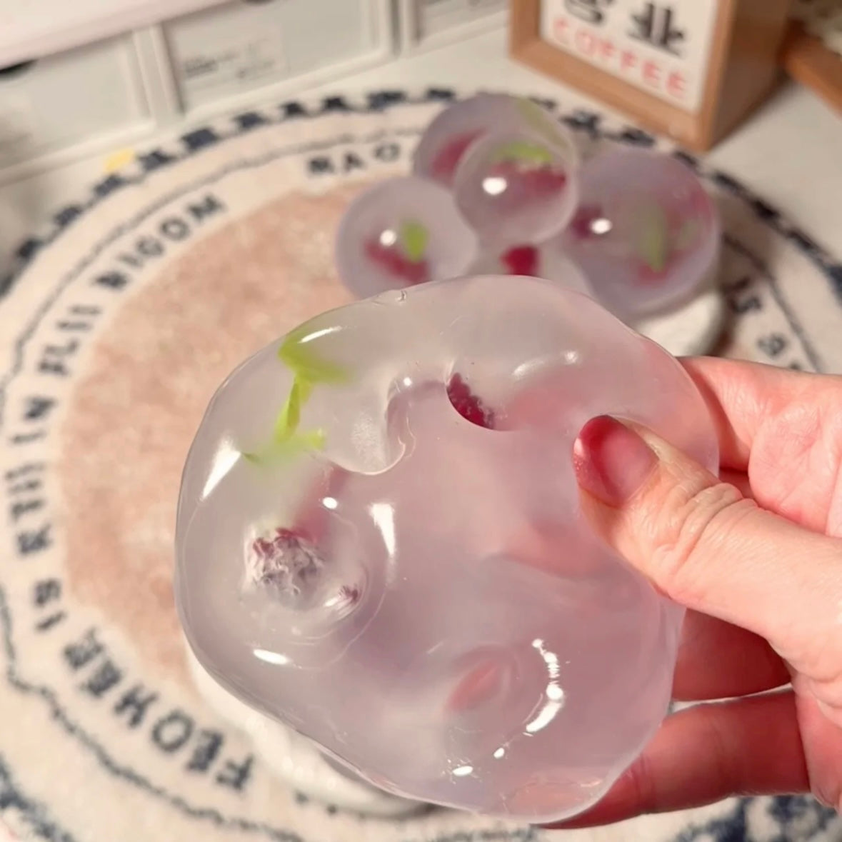 Blueberry/Peach/Green Grape Coconut Oil Soap Base Stress Ball Squishy Stress Relief Decompression Toy