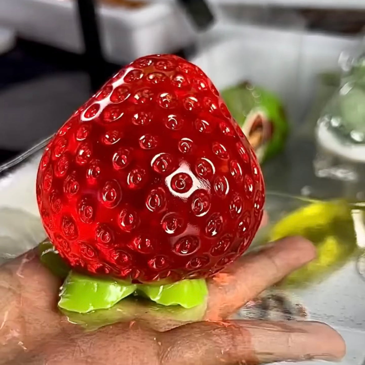 Transparent Strawberry Taba Squishy Toy