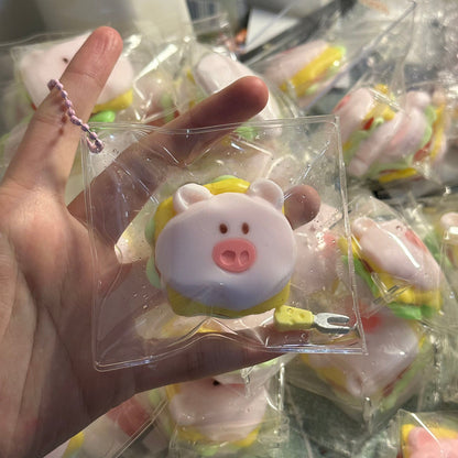 Handmade Mini Pig Hamburger Taba Squishy Toy