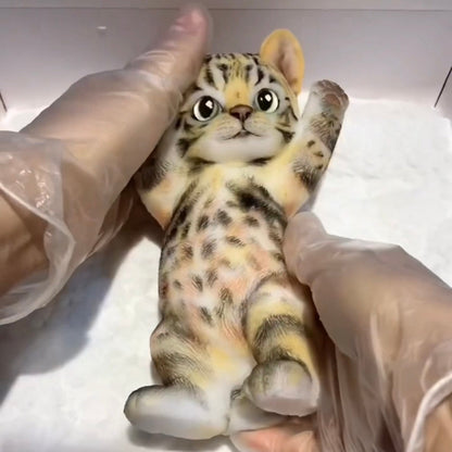 600g/1000g Leopard Print Kitty Cats Taba Squishy Toy with Flocking