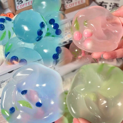 Blueberry/Peach/Green Grape Coconut Oil Soap Base Stress Ball Squishy Stress Relief Decompression Toy