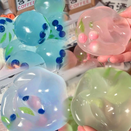 Blueberry/Peach/Green Grape Coconut Oil Soap Base Stress Ball Squishy Stress Relief Decompression Toy