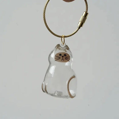 6pcs Transparent Cat Hair Storage Box Cat Hair Storage Capsule Keychain (Not Include Cat Hair)