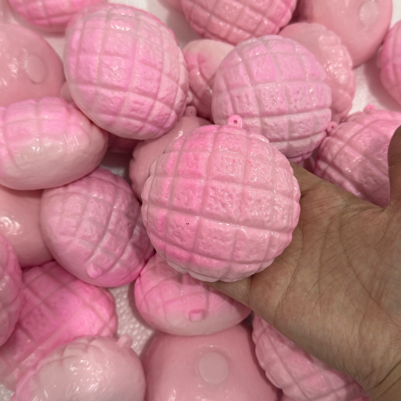 Pink Pineapple Bun Bead & Clay Base Handmade Stress Balls