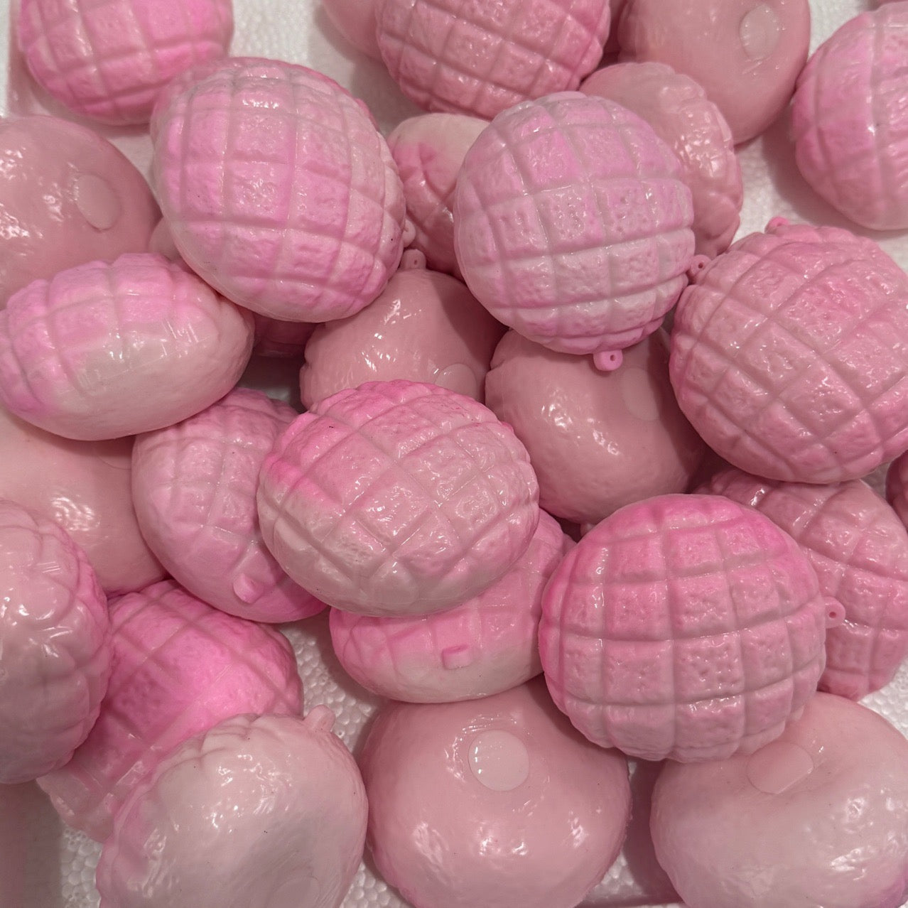 Crunchy Yellow & Pink Pineapple Bun Bead & Clay Base Handmade Stress Balls