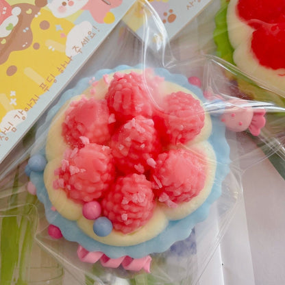 Handmade Silicone Raspberry Strawberry Tart Stress Relief Squishy Toy