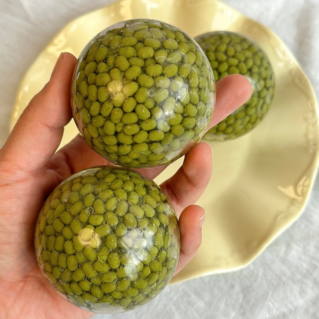 5.8cm Green Bean Red Bean Handmade Stress Balls