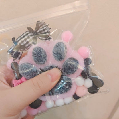 Pink & Black Handmade Silicone Cat's Paw with Flocking Taba Squishy Toy