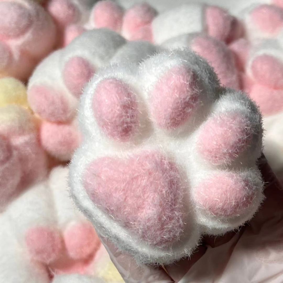 Handmade Silicone Cat’s Paw Stress Relief Taba Squishy Toy with Flocking