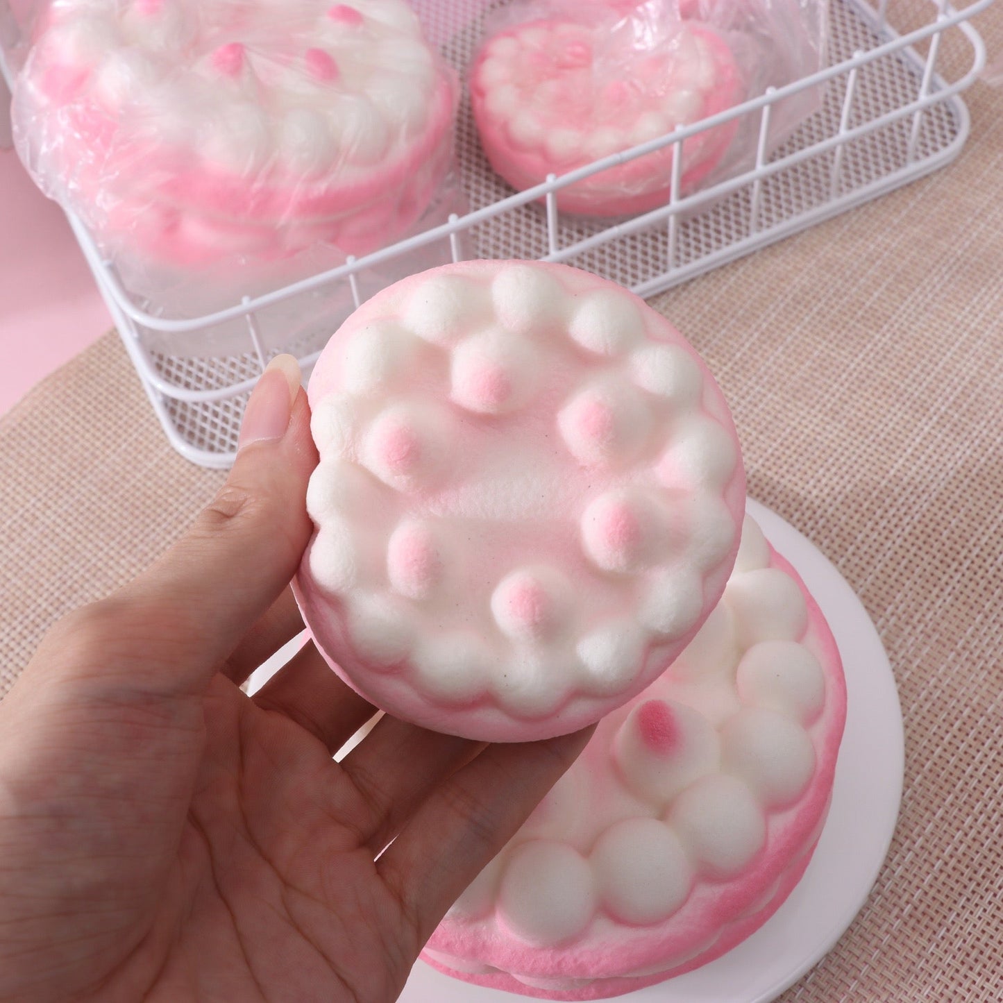 Slow Rising Squishy Pink Cake Stress Relief Decompression Toy