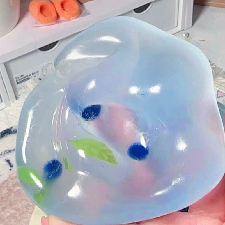 Blueberry/Peach/Green Grape Coconut Oil Soap Base Stress Ball Squishy Stress Relief Decompression Toy