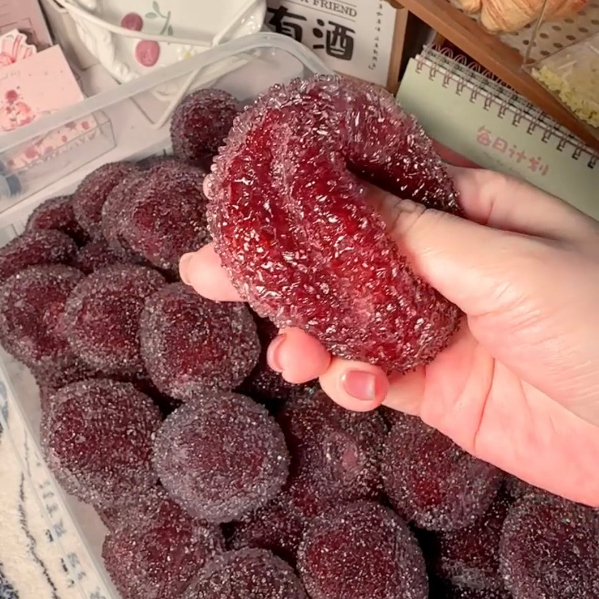 Crisp Satisfying Sound Red Bayberry Handmade Stress Balls