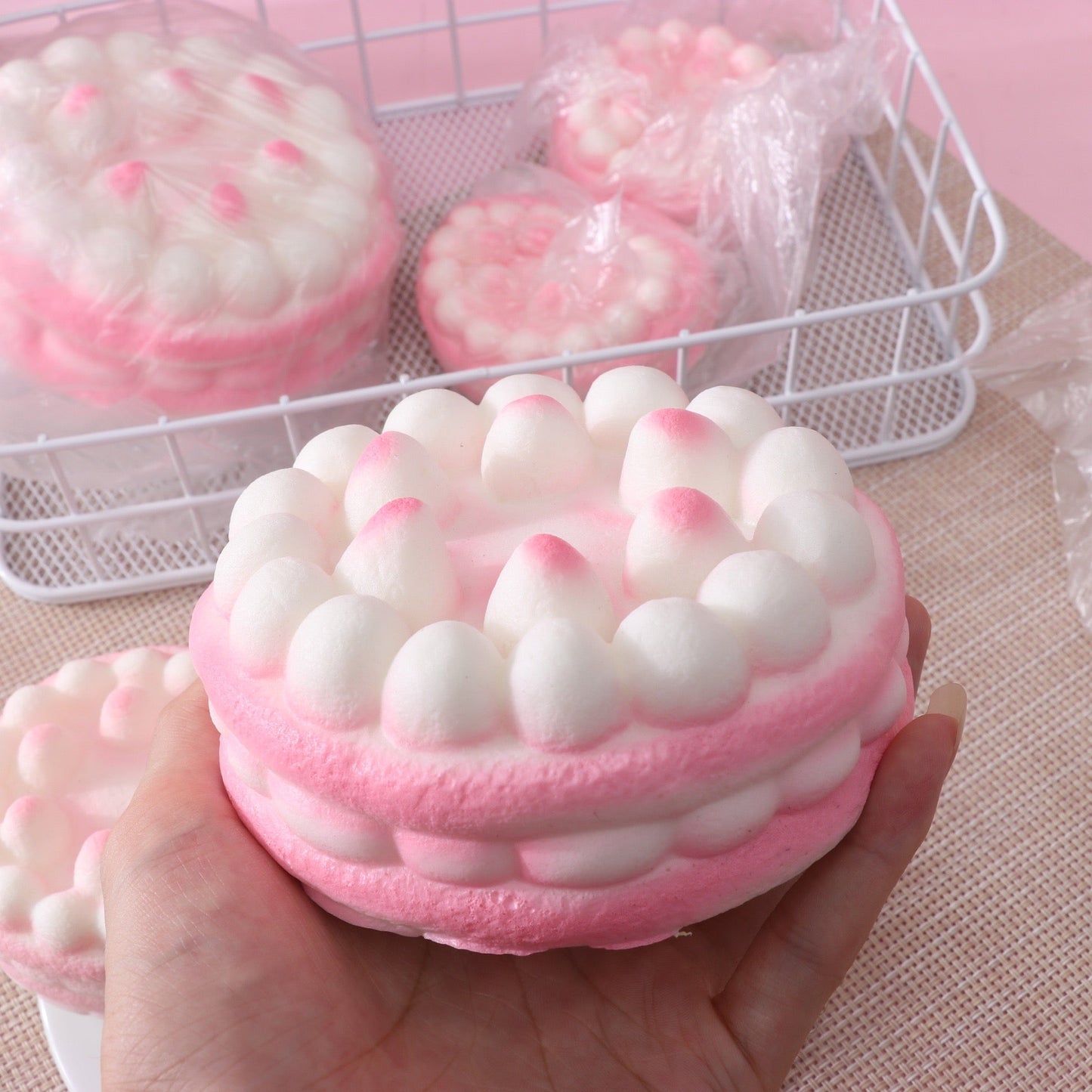 Slow Rising Squishy Pink Cake Stress Relief Decompression Toy