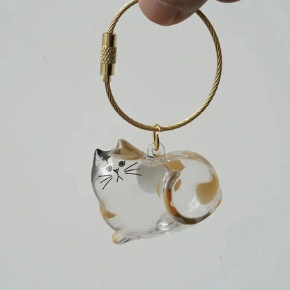 6pcs Transparent Cat Hair Storage Box Cat Hair Storage Capsule Keychain (Not Include Cat Hair)