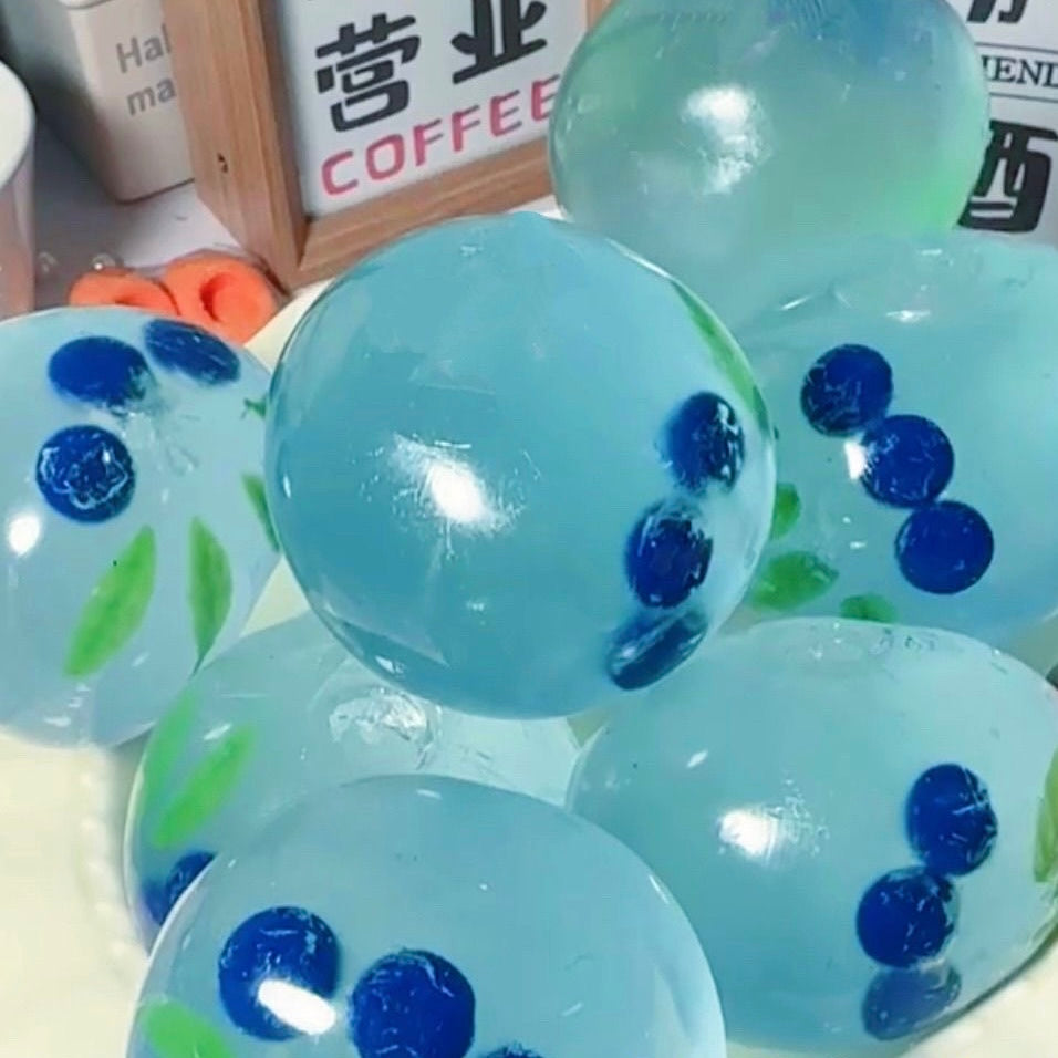 Blueberry/Peach/Green Grape Coconut Oil Soap Base Stress Ball Squishy Stress Relief Decompression Toy