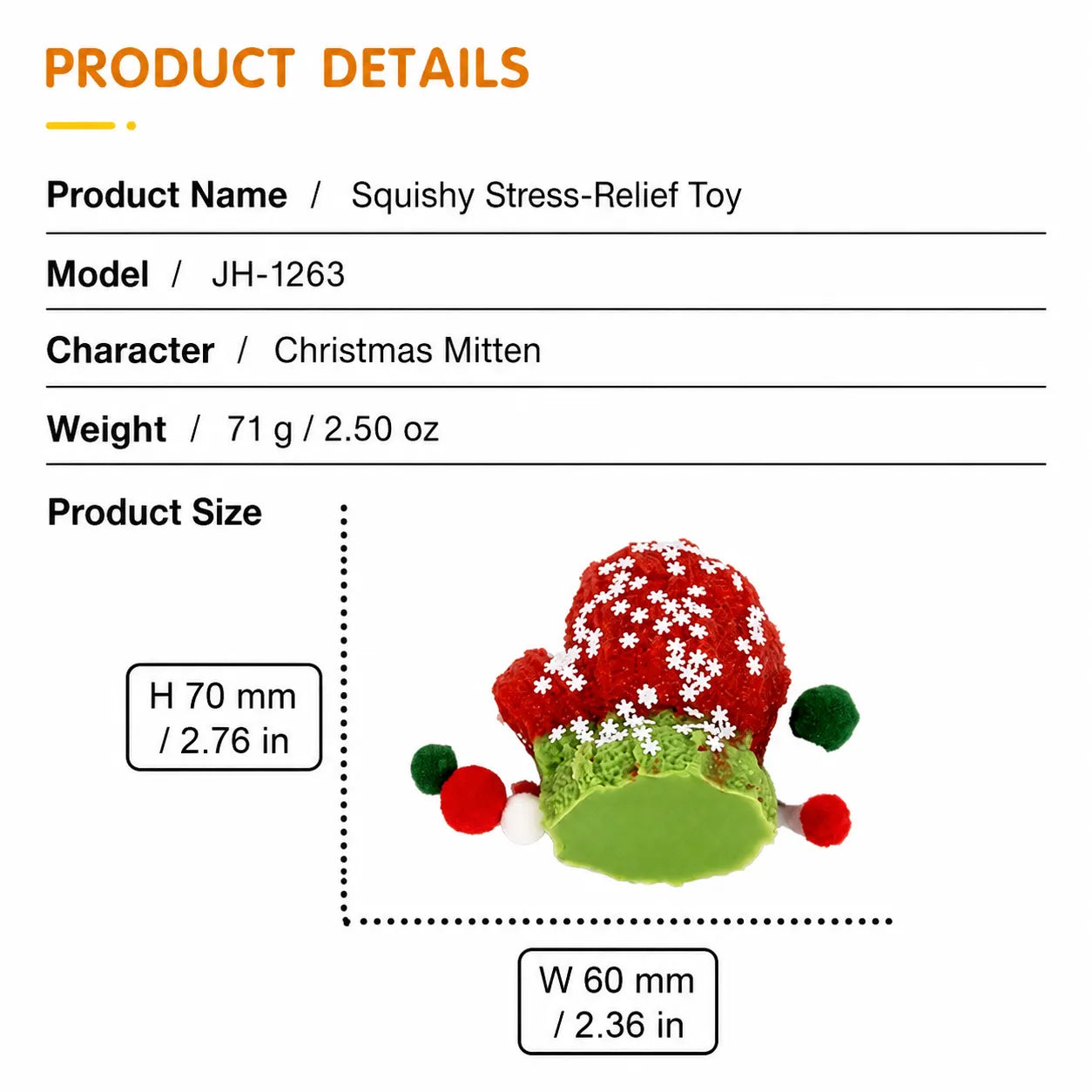 Food-Grade Silicone Christmas Squishy Toy – Food-Themed Stress Relief Toy with Bell