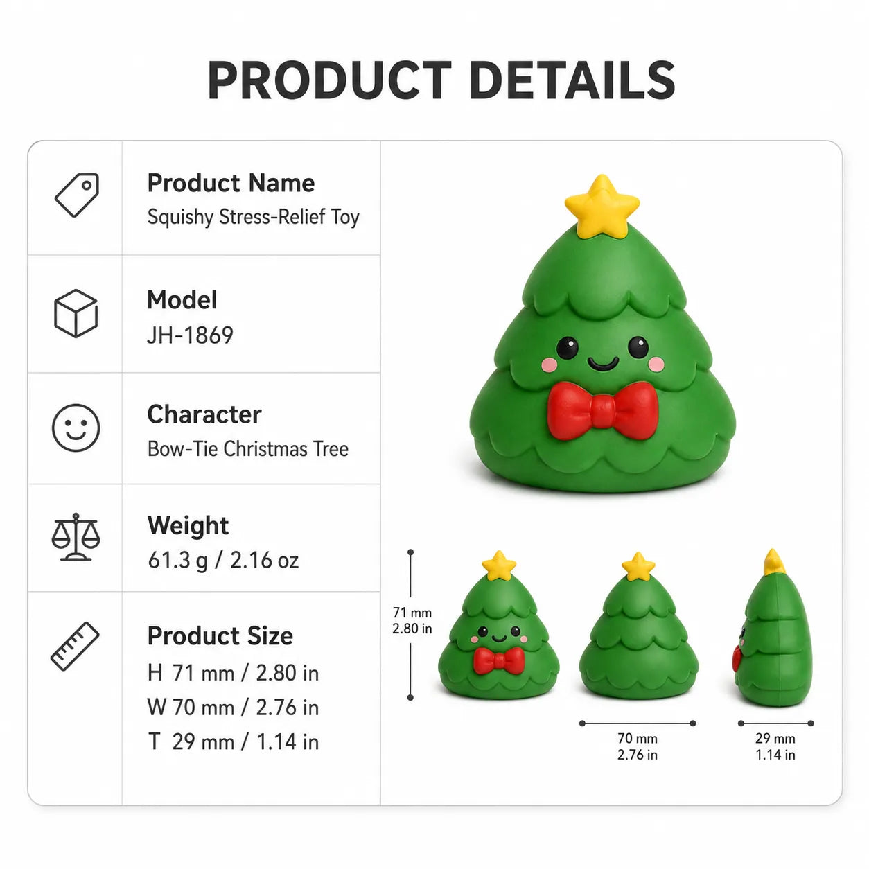 Food-Grade Silicone Christmas Squishy Toy – Slow-Rebound Stress Relief Toy