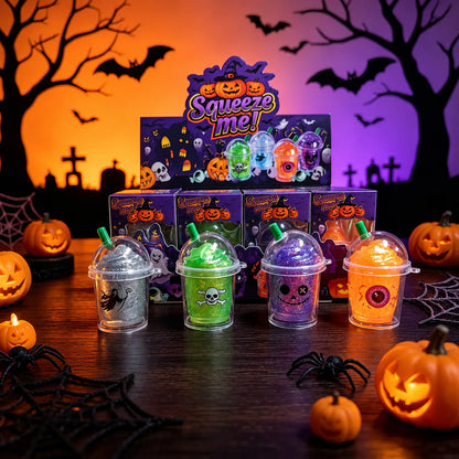 Halloween Milk Tea Cup Squishy Toys – Non-Toxic Stress Relief Blind Box Gift Set