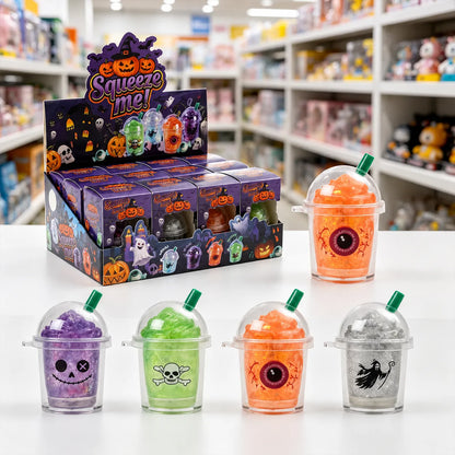 Halloween Milk Tea Cup Squishy Toys – Non-Toxic Stress Relief Blind Box Gift Set