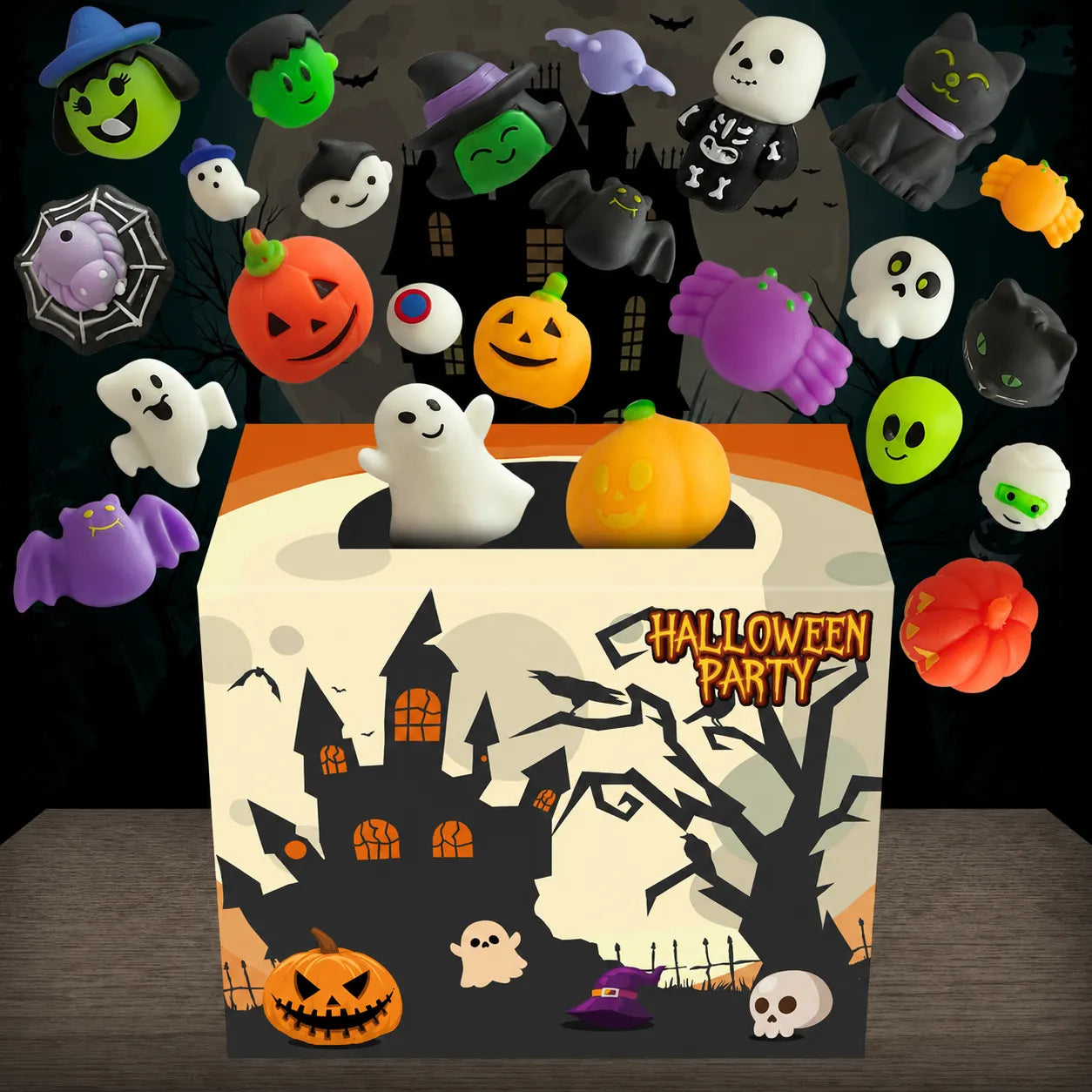 Halloween Squishy Blind Box Set – Pumpkin, Spider and Ghost Designs