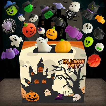 Halloween Squishy Blind Box Set – Pumpkin, Spider and Ghost Designs