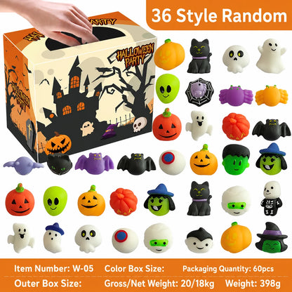 Halloween Squishy Blind Box Set – Pumpkin, Spider and Ghost Designs