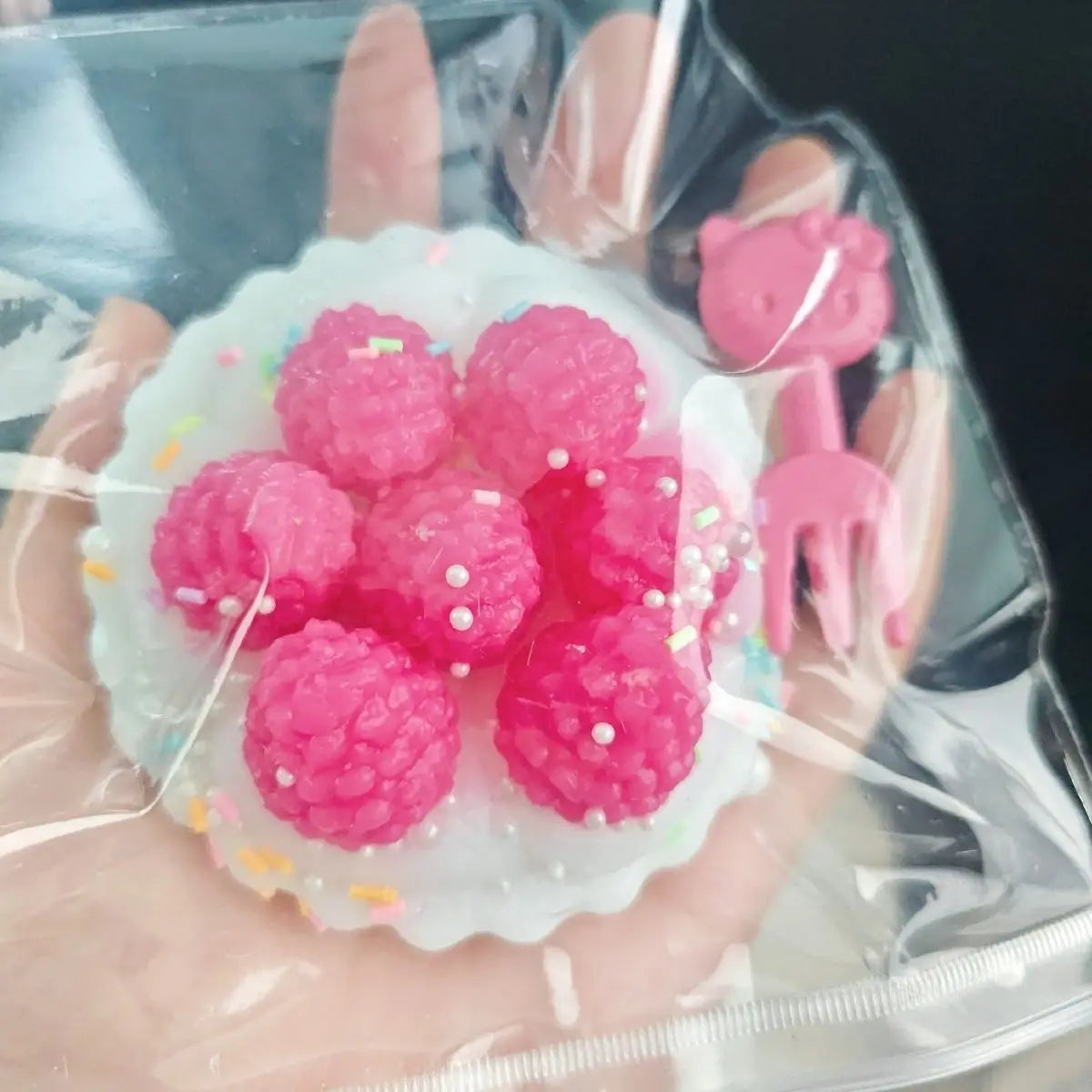 Handmade Silicone Raspberry Tart Stress Relief Taba Squishy Toy