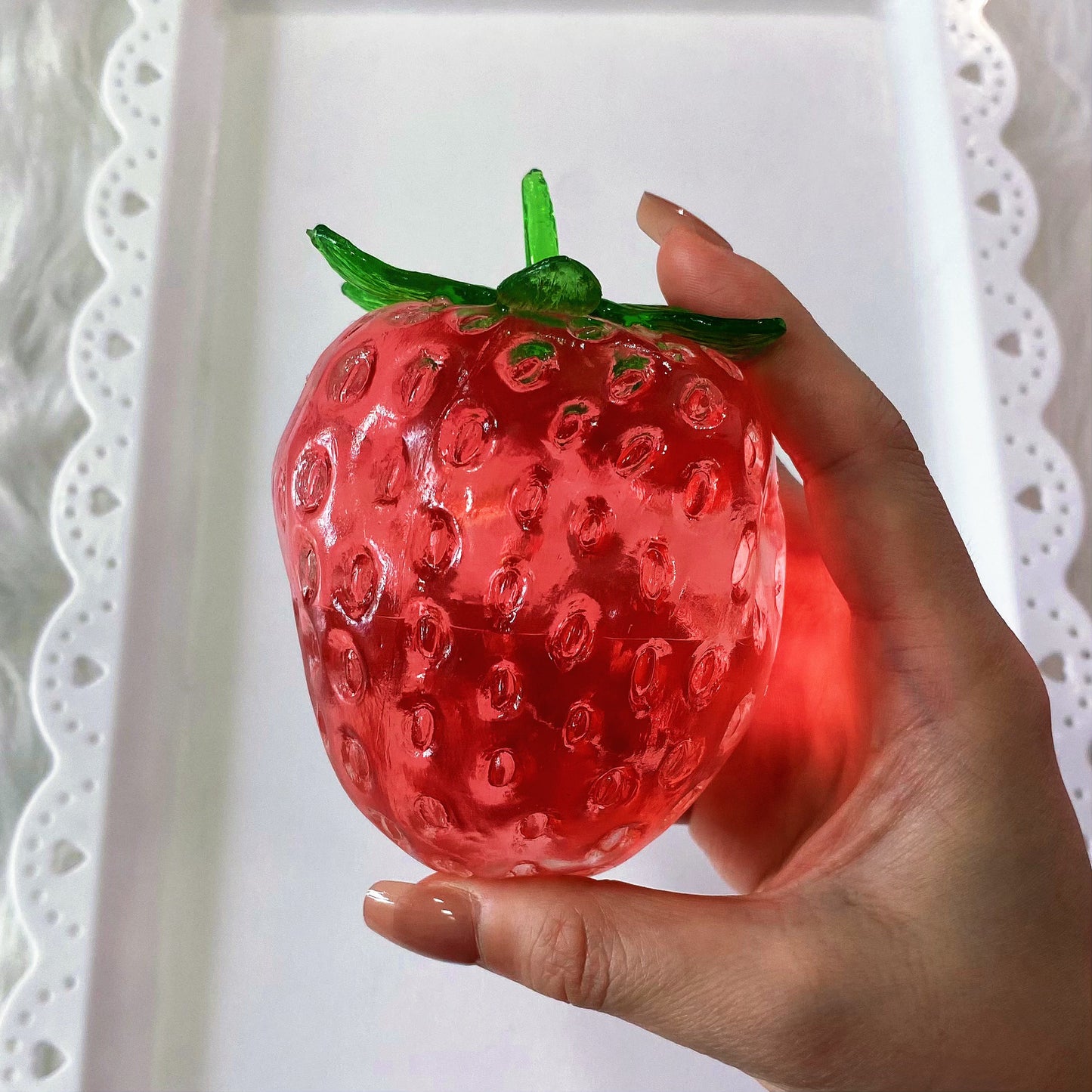 Strawberry Shape Vaseline Base Handmade Stress Ball