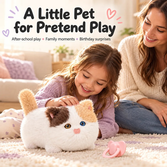 Interactive Plush Kitten – Pastel & Calico