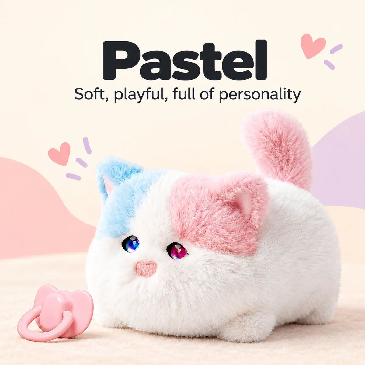 Interactive Plush Kitten – Pastel & Calico