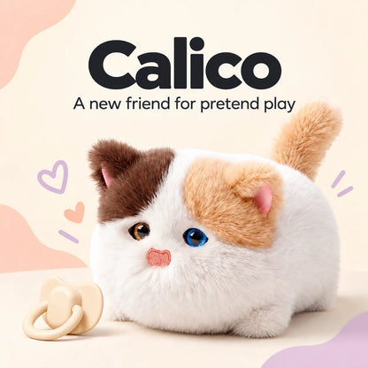 Interactive Plush Kitten – Pastel & Calico