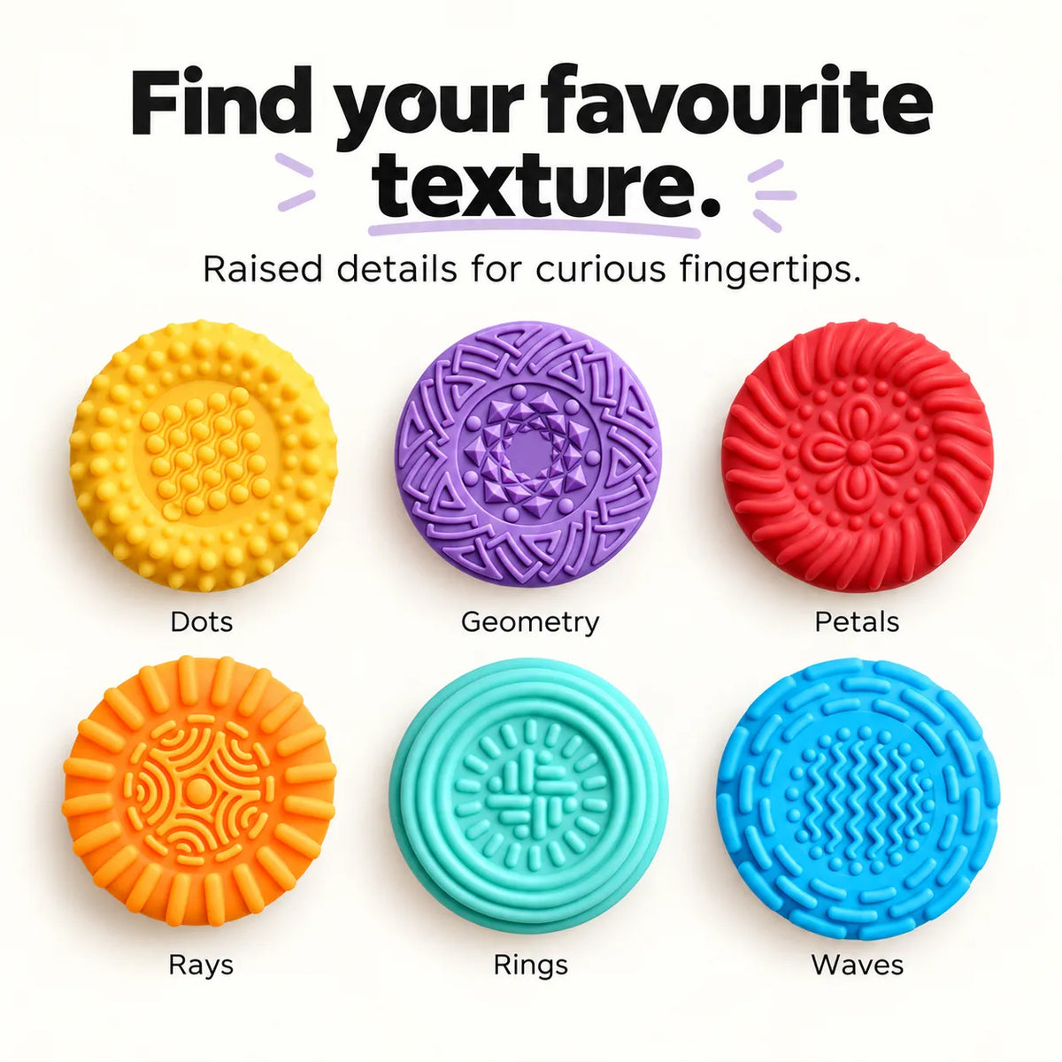 Textured Magnetic Fidget Discs – 6-Piece Sensory Set