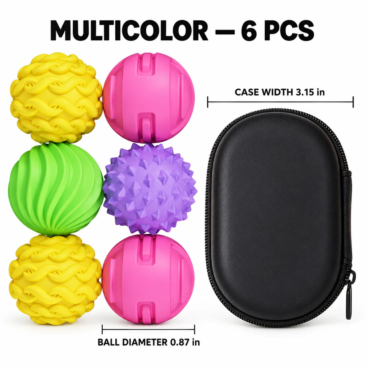 Magnetic Sensory Balls – Textured Silicone Fidget Set with Carrying Case
