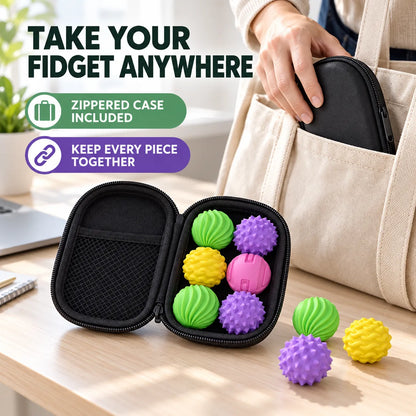 Magnetic Sensory Balls – Textured Silicone Fidget Set with Carrying Case
