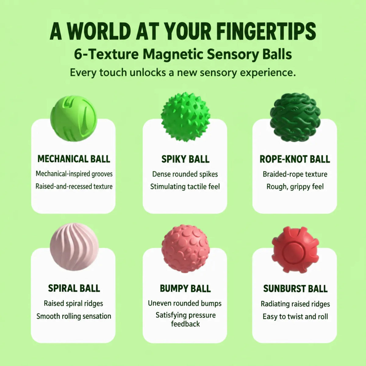Magnetic Sensory Balls – Textured Silicone Fidget Set with Carrying Case