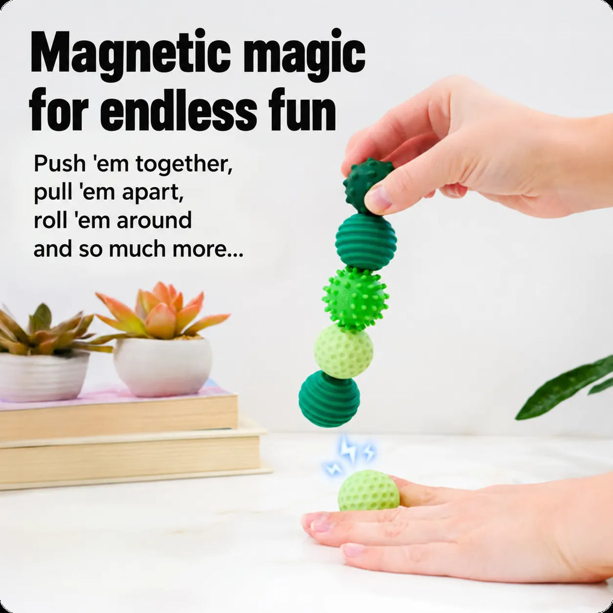 Magnetic Sensory Balls – Textured Silicone Fidget Set with Carrying Case